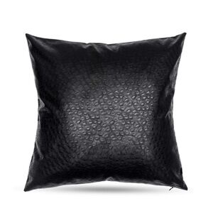Black Faux Leather OSTRICH Textured Throw Pillow Cover EXTRA-LARGE 26x26”